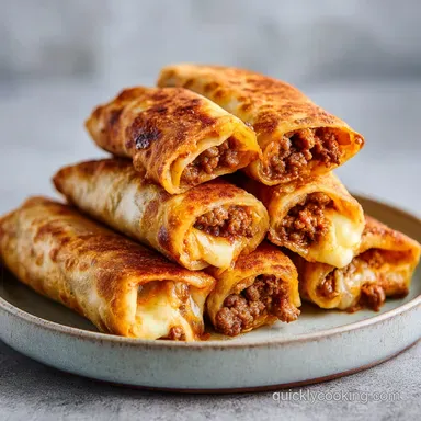Beef Cheese Chimichangas in 40 Minutes Recipe Card