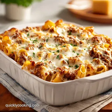 Beef Rigatoni Cheese Bake Recipe in 50 Minutes Recipe Card