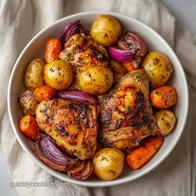 Crispy Chicken Thigh Sheet Pan Dinner Recipe Card