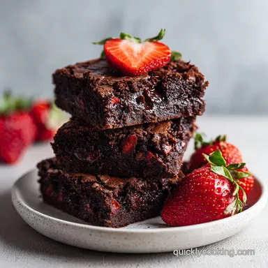 Chocolate Strawberry Brownies: Fudgy 16 Serving Dessert Recipe Card
