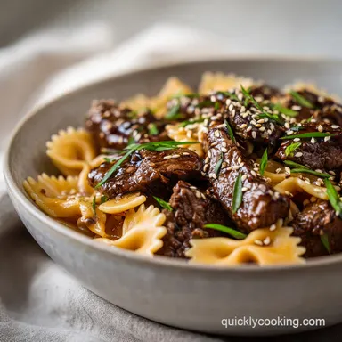 Creamy Parmesan Garlic Beef Bowtie Pasta in 20 Minutes