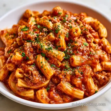 Easy Crockpot Pasta with Ground Beef Recipe Card