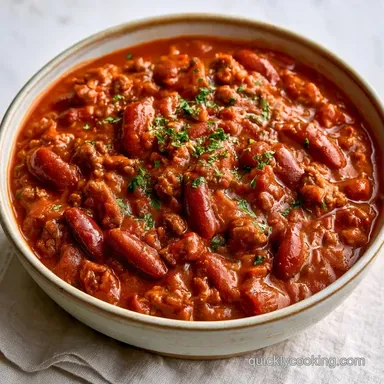 Easy Slow Cooker Chili for 12 Servings Recipe Card