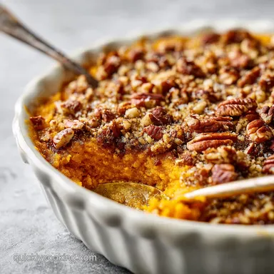 Sweet Potato Casserole with Pecan Crust in 50 Minutes