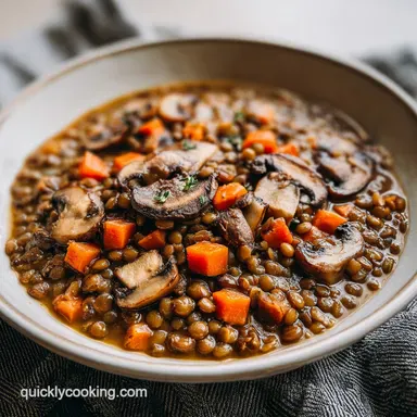 French Lentil and Mushroom Soup in 1 Hour