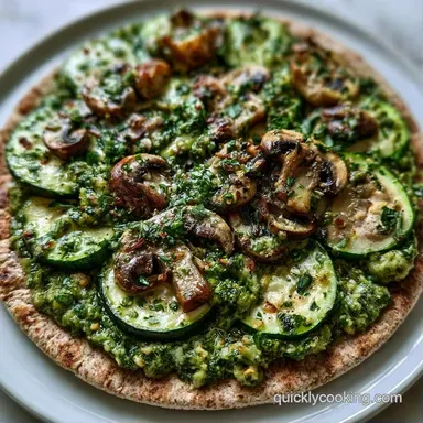Green Veggie Pesto Flatbread in 20 Minutes Recipe Card
