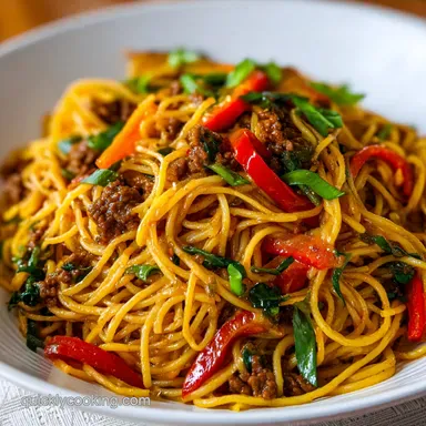 Haitian Spaghetti Recipe with Sausage in 30 Min Recipe Card