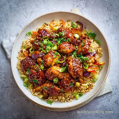 Honey BBQ Chicken Rice for 4 Servings with Smoky Glaze Recipe Card