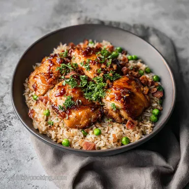 Honey BBQ Chicken Rice for 4 Servings with Smoky Glaze