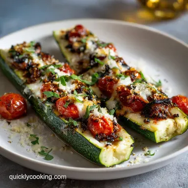 Italian Stuffed Zucchini Boats for 4 Servings Recipe Card