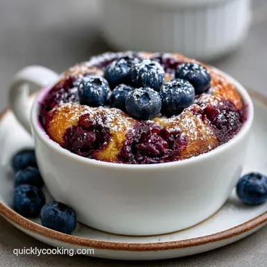 Microwave Blueberry Mug Cake in 4 Minutes Recipe Card