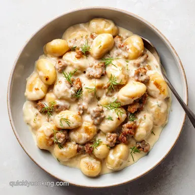 One Pot Creamy Gnocchi with Sausage - 30m Recipe Card