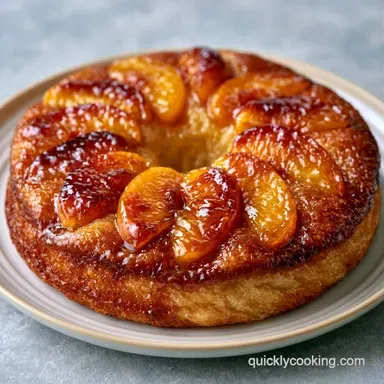 Peach Upside Down Cake for 10 Servings Recipe Card