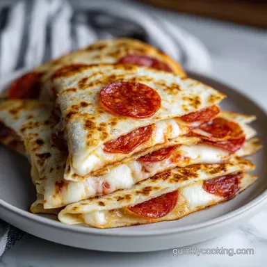 5 Minute Pepperoni Pizza Quesadilla with Mozzarella Cheese Recipe Card