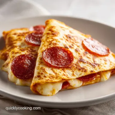 5 Minute Pepperoni Pizza Quesadilla with Mozzarella Cheese