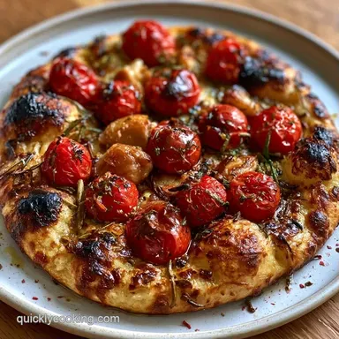 Quick Tomato Garlic Flatbread in 30 Min Recipe Card