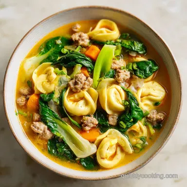 Sausage Tortellini Soup Autumn Spinach in 30 Min Recipe Card