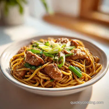 Sticky Garlic Chicken Noodles in 20 Minutes Recipe Card