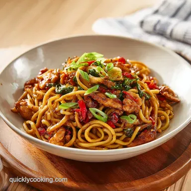Sticky Garlic Chicken Noodles in 20 Minutes