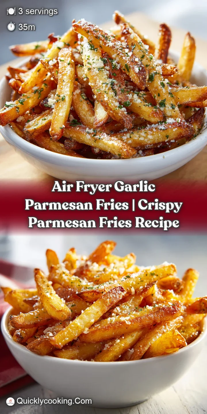 Close-up of a single, perfectly crisp, golden-brown french fry glistening with garlic and cheese.