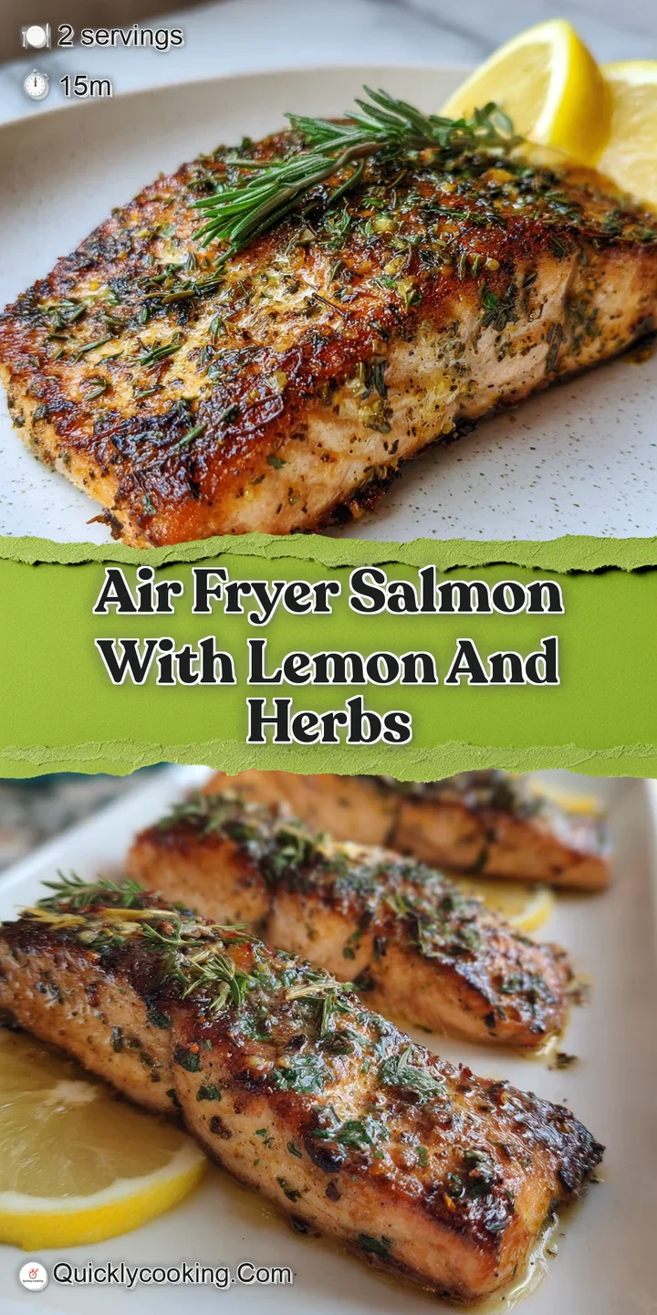 Close-up of tender, moist salmon, infused with fresh herbs, glistening in the light, promises a flavorful bite. Lemon zest...