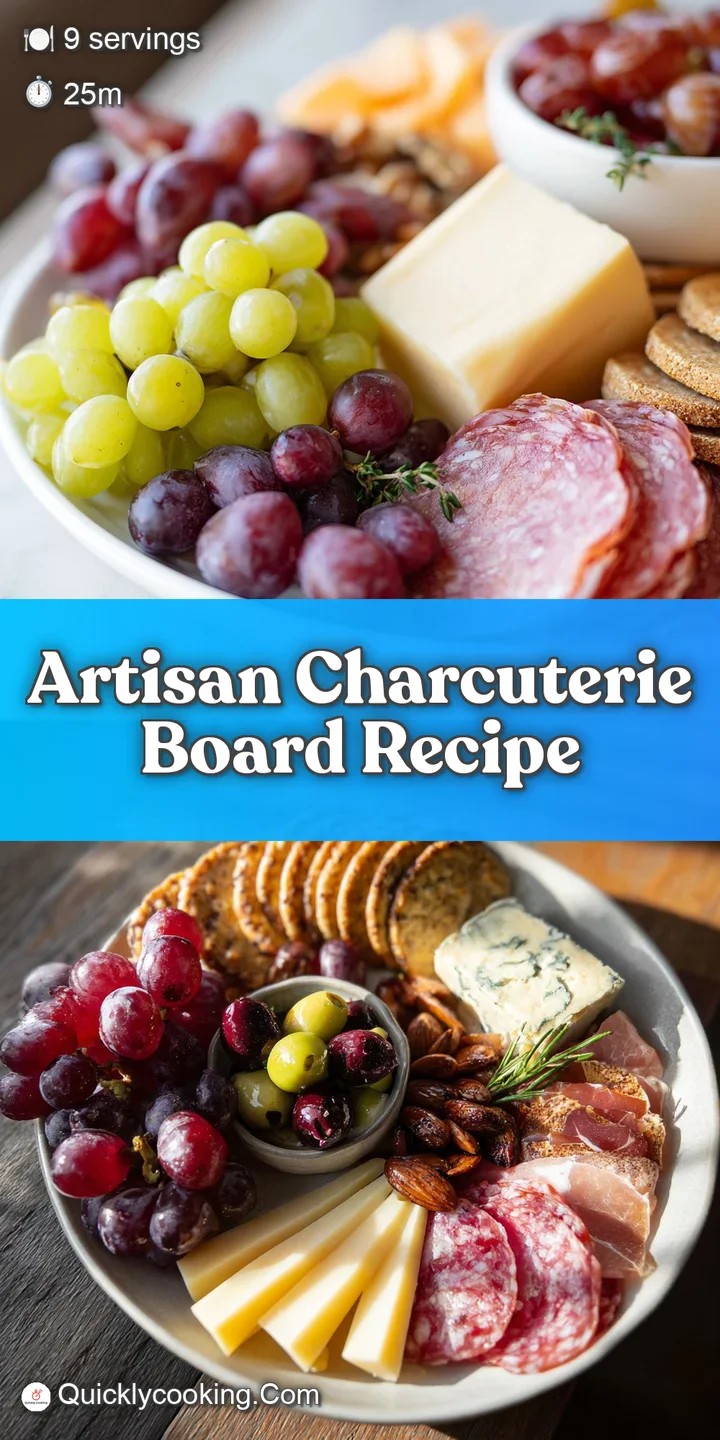 Close-up of a charcuterie board showcasing marbled salami, sharp cheddar, glistening grapes, and crusty bread.