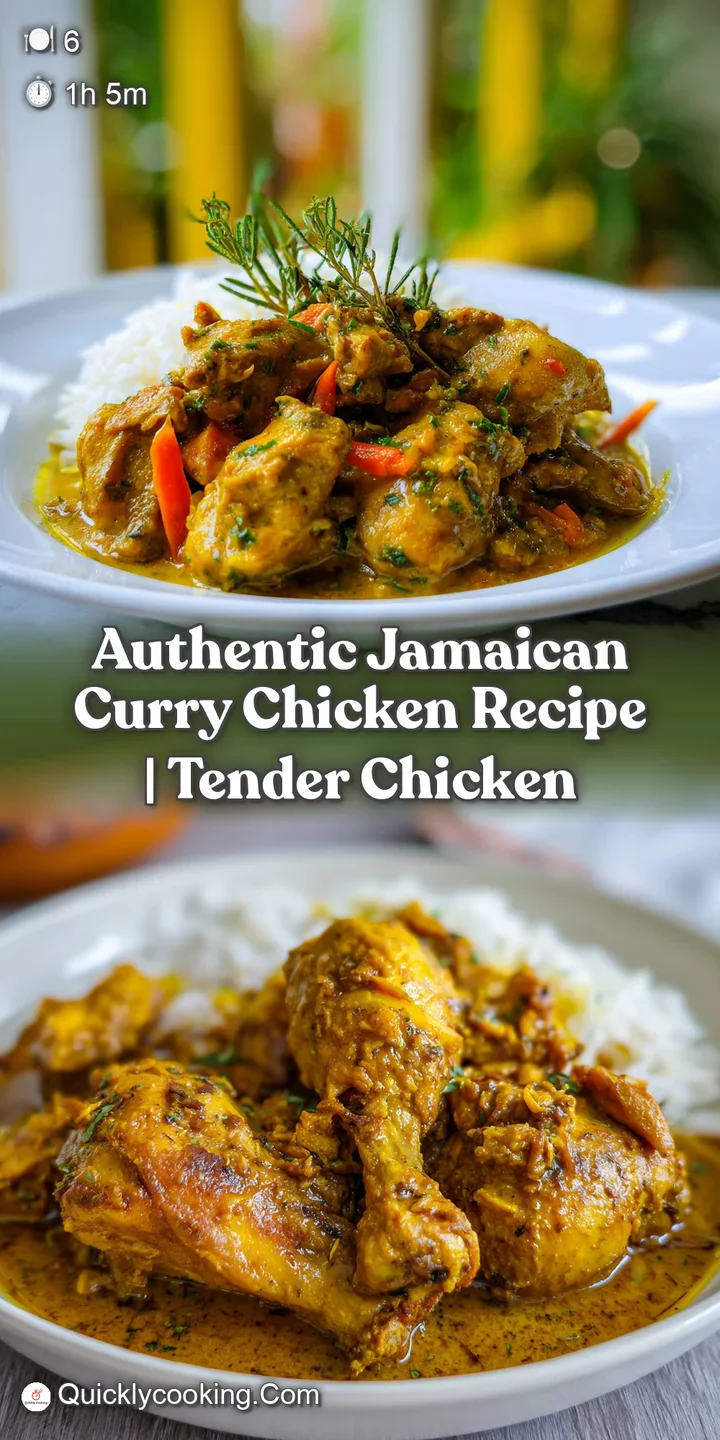 Close-up of tender curry chicken with visible spices and a glossy, savory sauce. Chunks of potato add textural appeal to ...