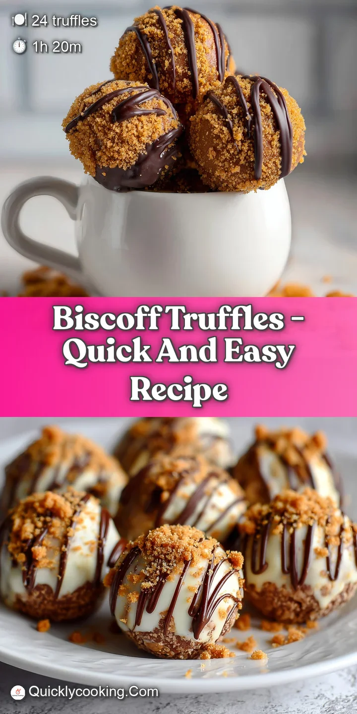 Close-up of a single, irresistible Biscoff truffle, revealing the texture of the cookie crumbs and rich, melted chocolate ...