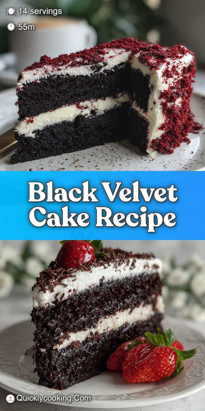 Close-up of a moist, dark chocolate cake. Soft crumbs visible, topped with deep black, glossy frosting. Irresistibly decad...