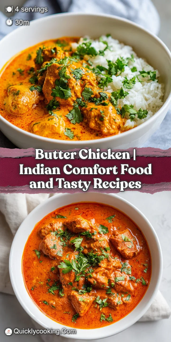 A succulent, pan-seared chicken piece coated in a velvety, deep orange butter sauce, glistening under the light.