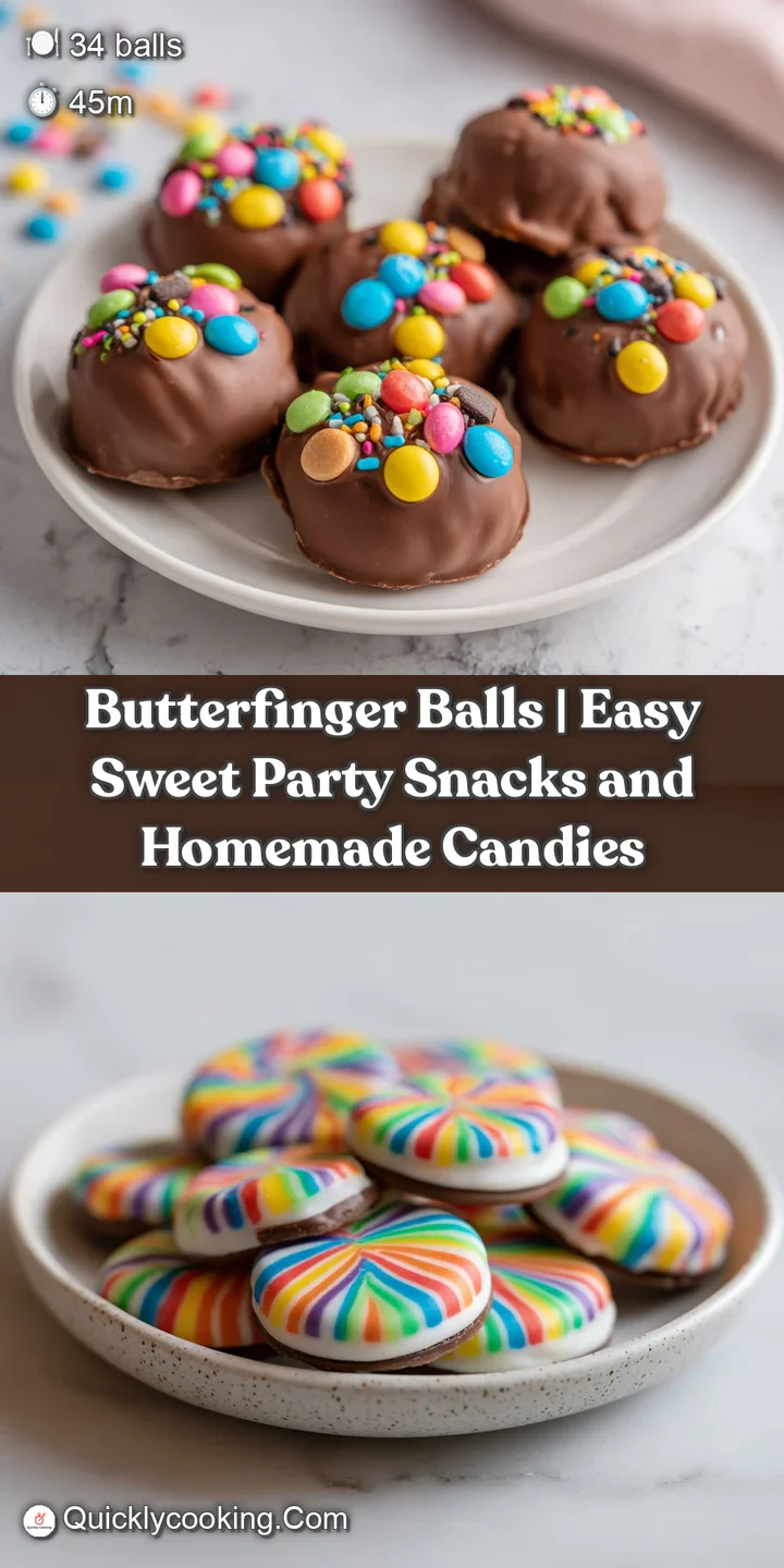 Close-up of a rich, textured Butterfinger ball, showcasing its crunchy candy and smooth, creamy interior.