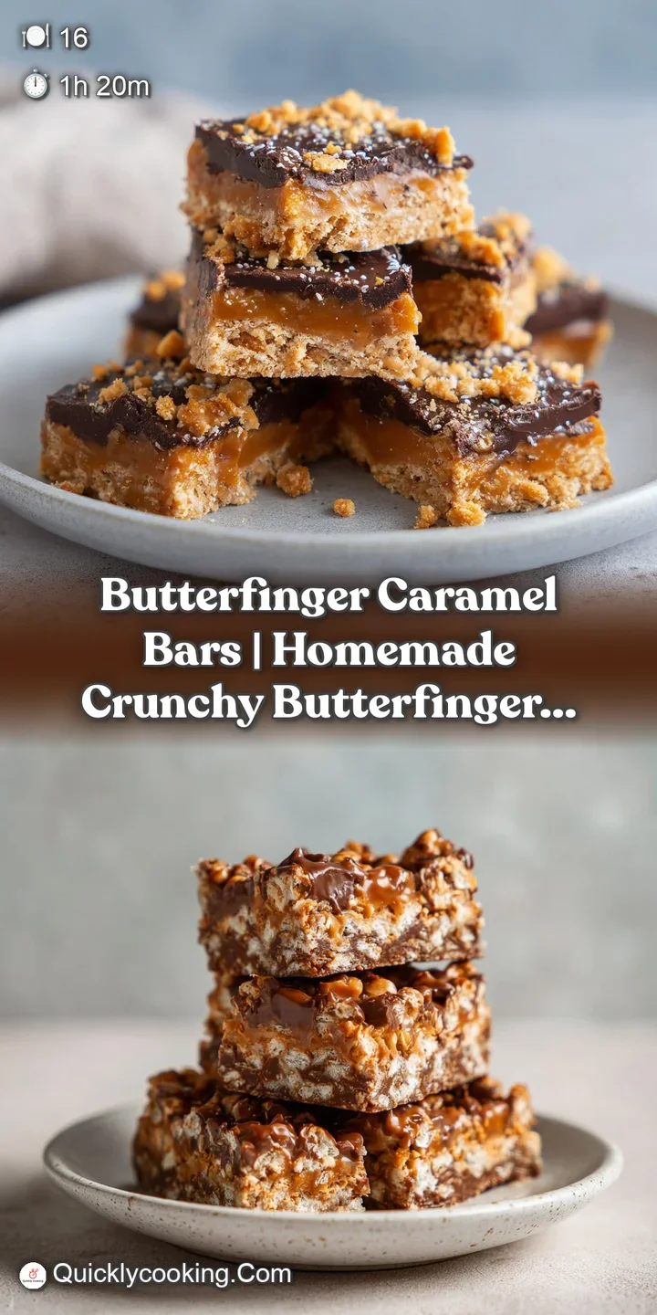 Close-up of a golden, chewy bar showcasing crunchy Butterfinger bits and gooey caramel layers, with a slight sheen.