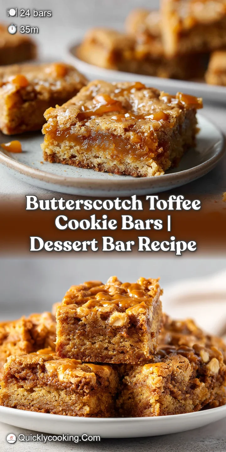 Extreme close-up of a soft, chewy cookie bar showing gooey butterscotch pockets and crunchy amber toffee pieces.