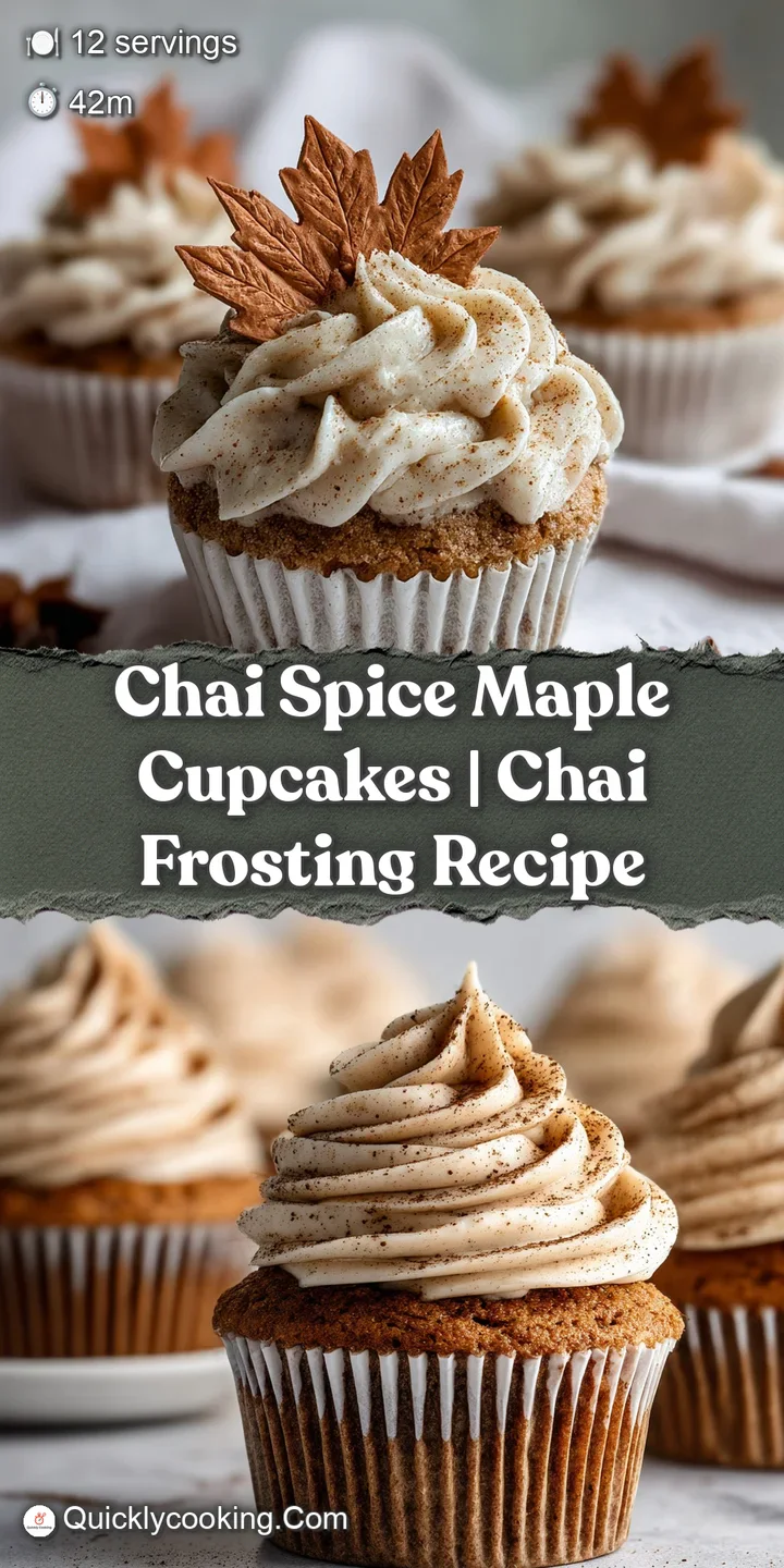 Close-up of a chai spiced cupcake with swirled maple frosting. Inviting texture and aroma, autumn dessert.
