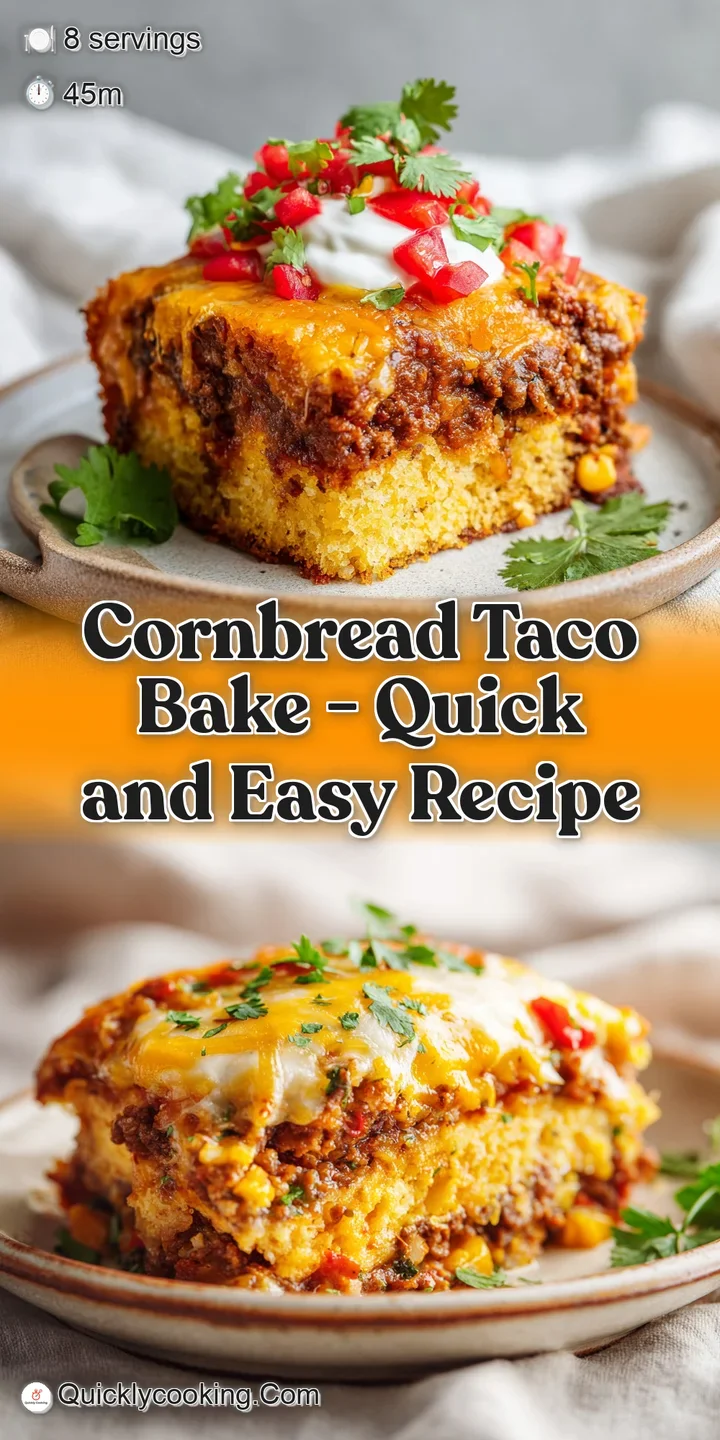 Close-up of bubbling cheese and savory ground beef nestled in fluffy, golden cornbread.
