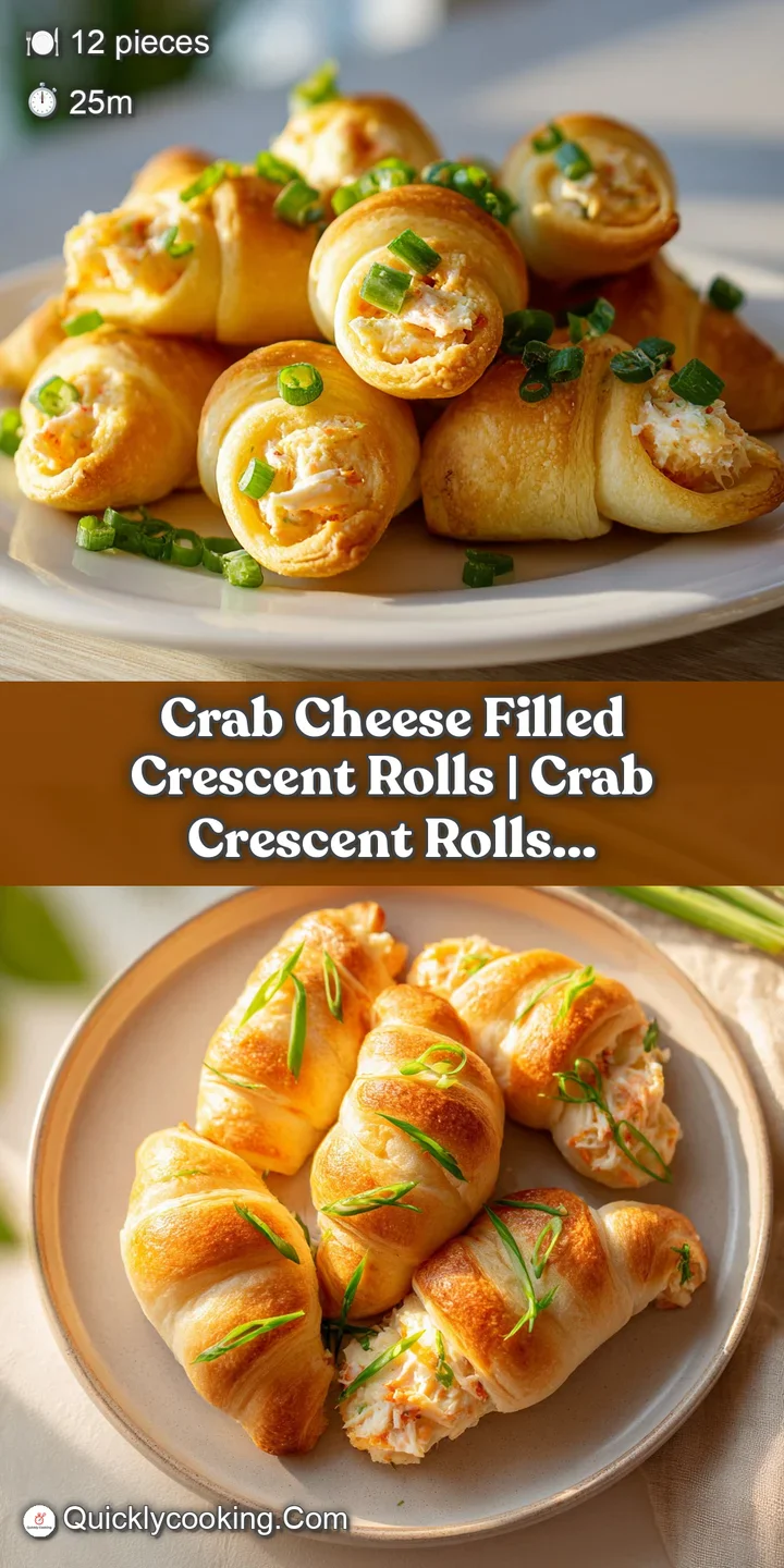 Close-up of gooey melted cheese and savory crab filling oozing from a crispy, buttery, golden-brown pastry roll.