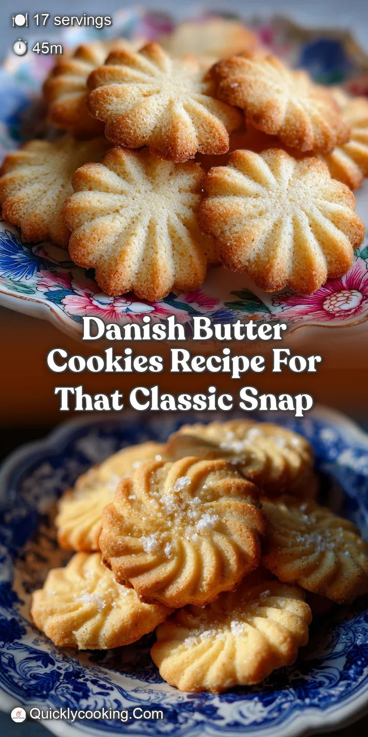 Close-up shot of a golden Danish butter cookie, highlighting its textured surface and caramelized edges. A tempting bite-s...