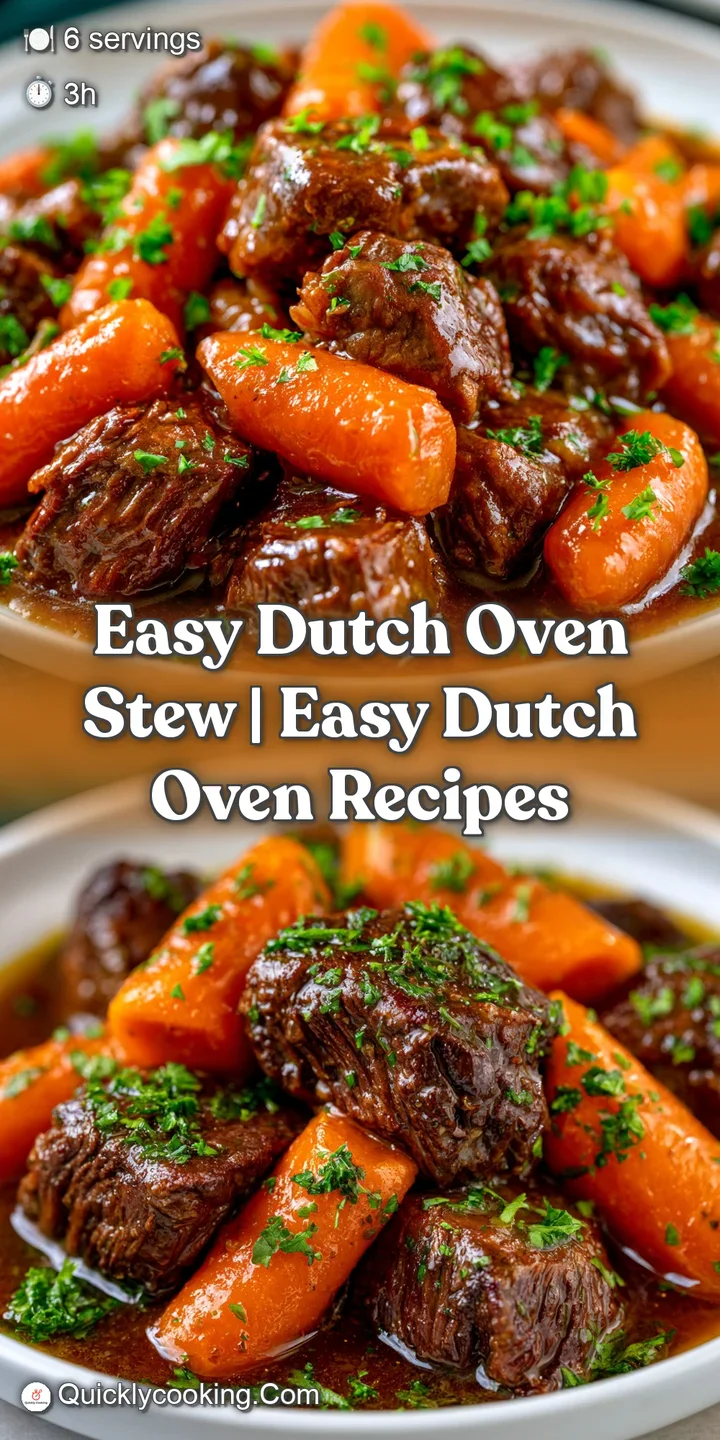 Extreme close-up of tender, slow-cooked beef and soft carrots glistening in a thick, steaming savory brown sauce.