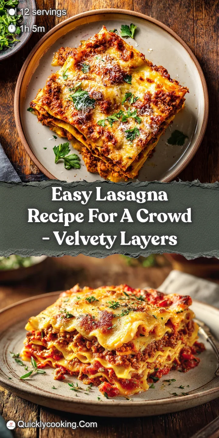 Close-up of lasagna showing rich layers of pasta, meat, cheese, and tomato sauce with bubbly, browned top.