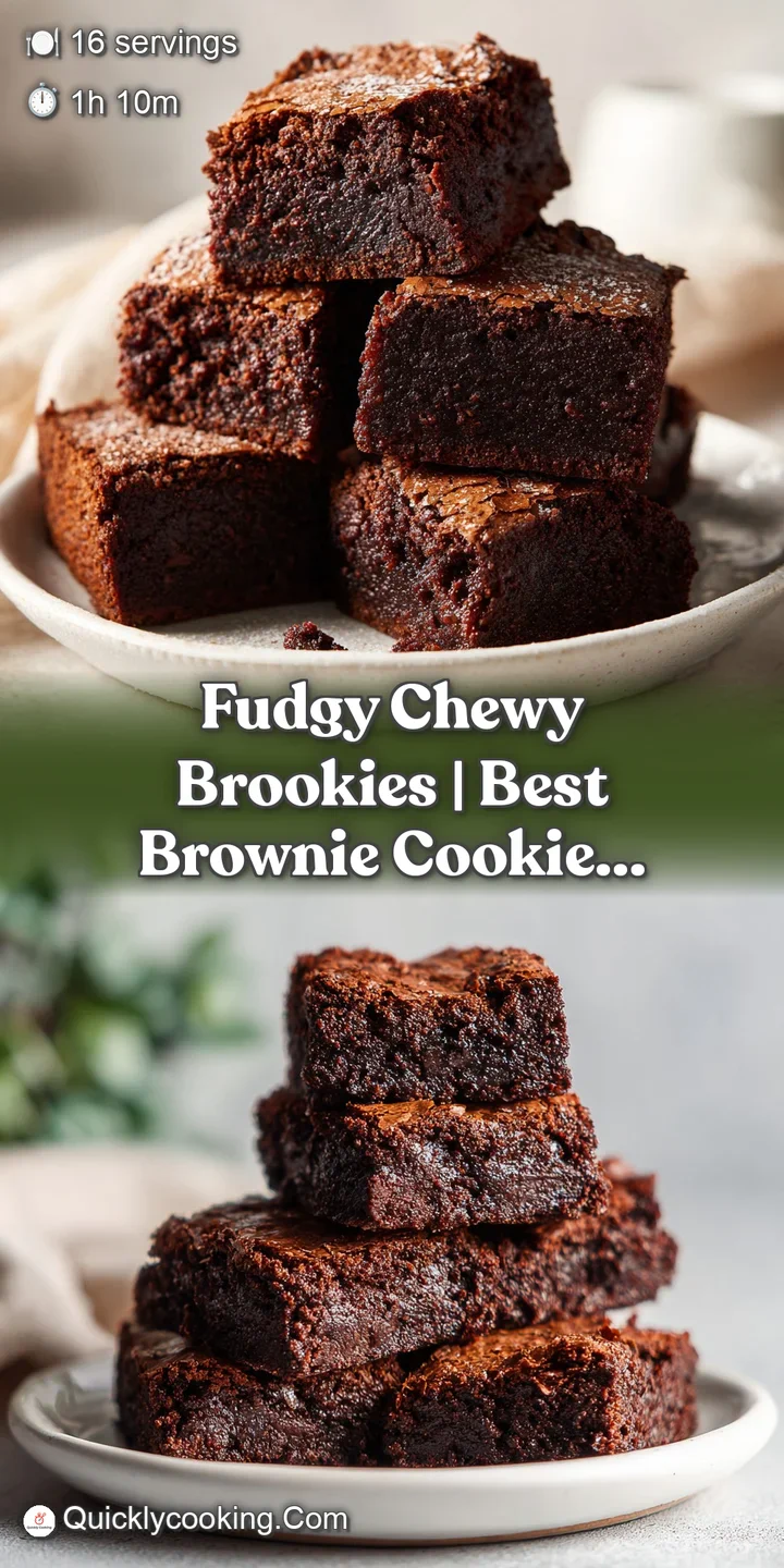 Close-up of a fudgy brookie revealing its gooey, chocolatey interior with a crisp cookie edge.