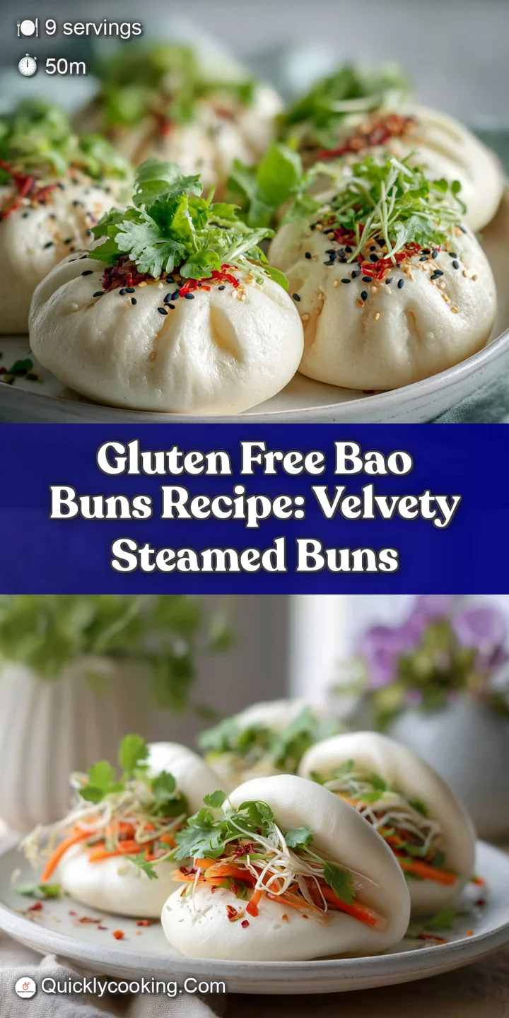 Up-close, a soft, white bao bun reveals a glimpse of its juicy filling. The bun appears slightly glistening and very appet...