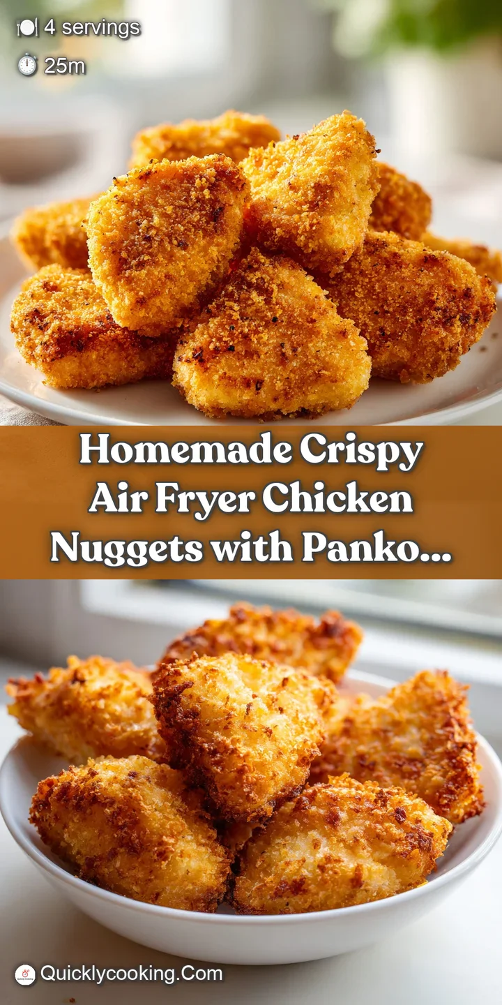 Close-up of an air-fried chicken nugget. The breading is textured and golden, hinting at a satisfying, crispy crunch.