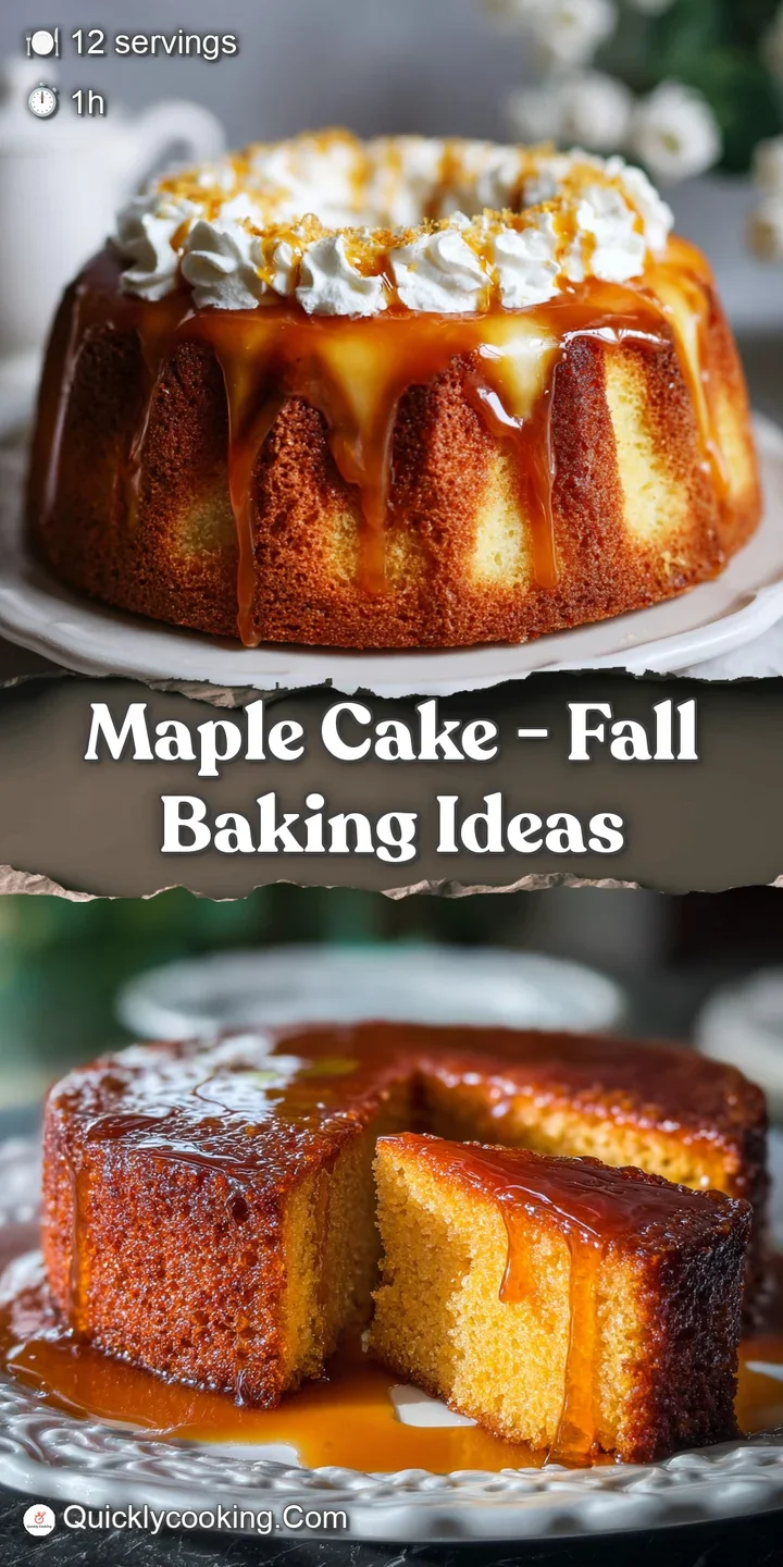 Close-up of a moist maple cake, highlighting its golden hue, delicate crumb, and the glistening, sticky maple syrup drizzle.