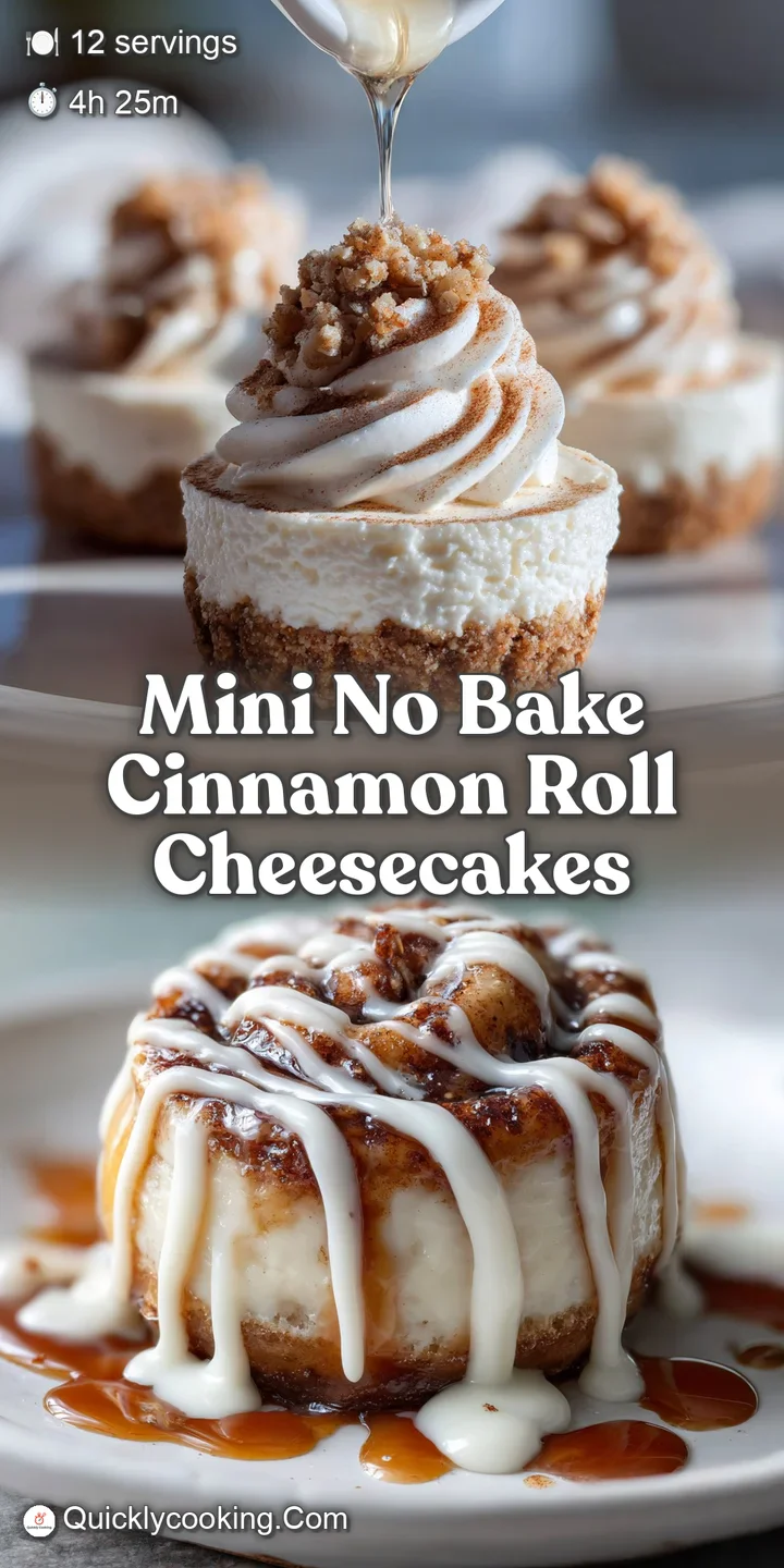Close-up showcases the creamy texture and rich cinnamon swirl of a mini no-bake cheesecake. Inviting, delicious, and decad...