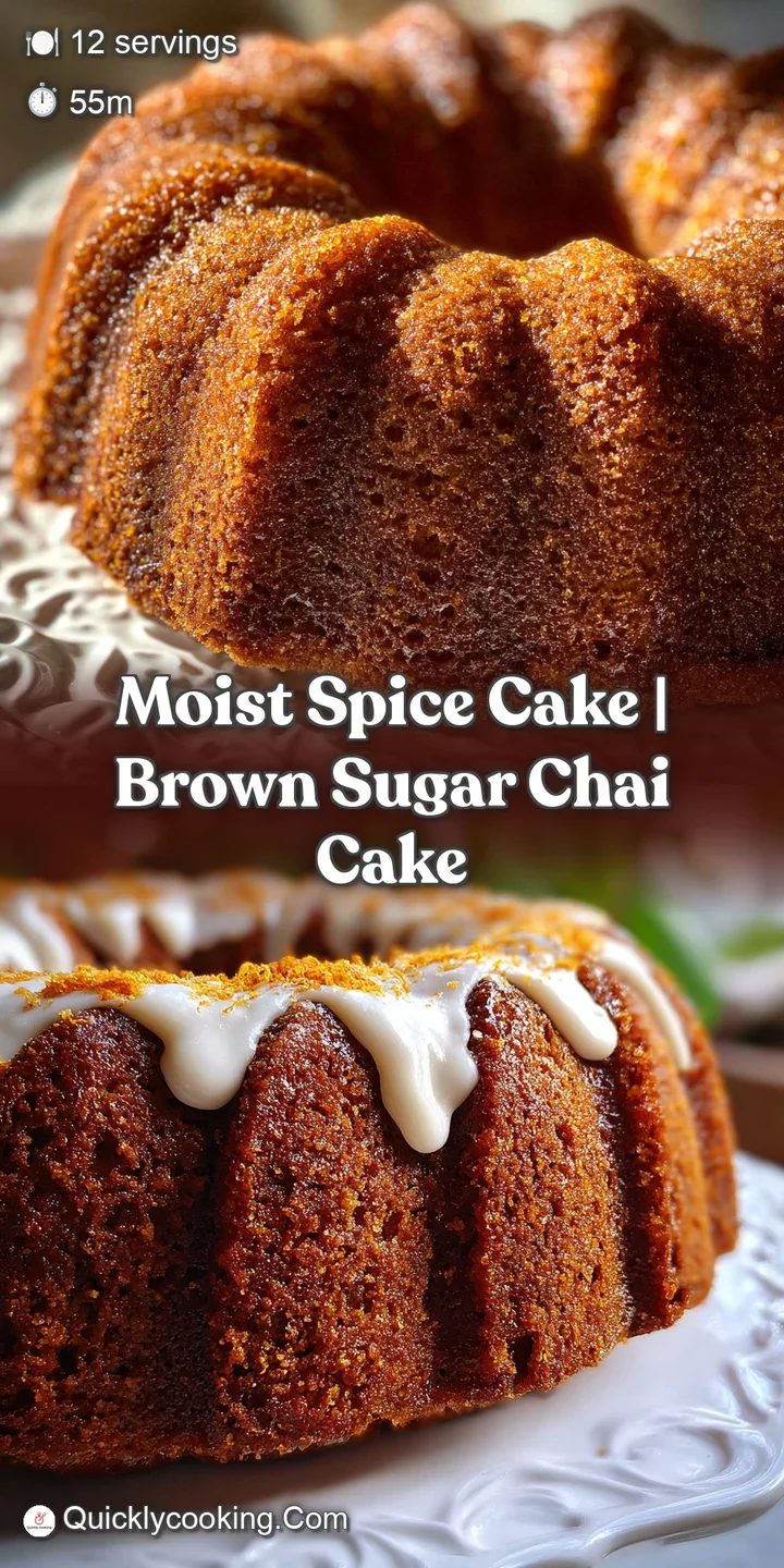 Close-up of moist spice cake showing a rich, golden hue, highlighting its texture and soft crumb. Icing details visible.