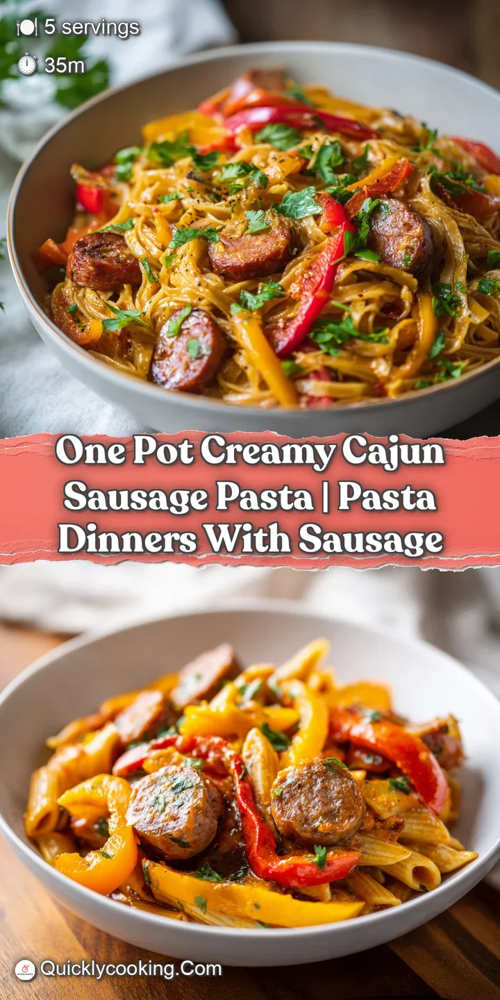 Close-up of tender pasta coated in a rich, creamy orange sauce with a hint of spice and succulent sausage pieces.