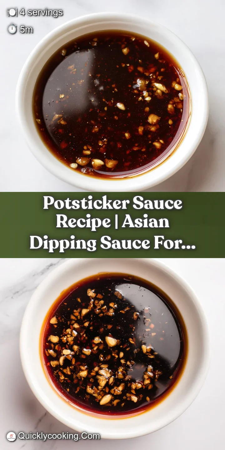 Macro shot of glossy, dark brown dipping sauce with tiny red pepper flakes and white sesame seeds in a glass bowl