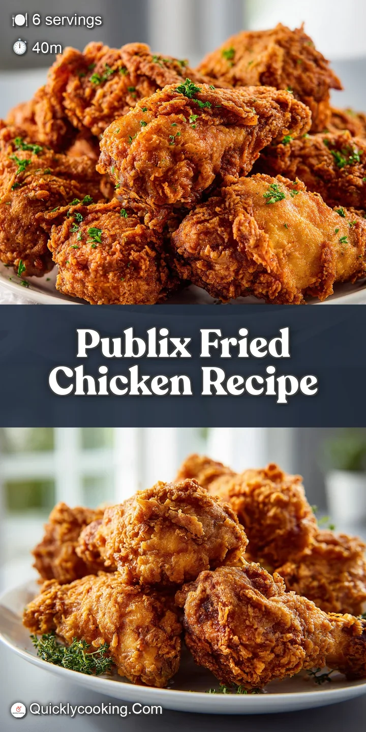 Close-up of juicy fried chicken, the crunchy breading speckled with herbs and spices, glistening under warm light.