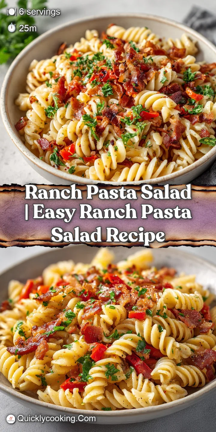 Close-up of creamy pasta coated in a rich white sauce with glistening, crispy bacon bits and fresh chopped parsley.