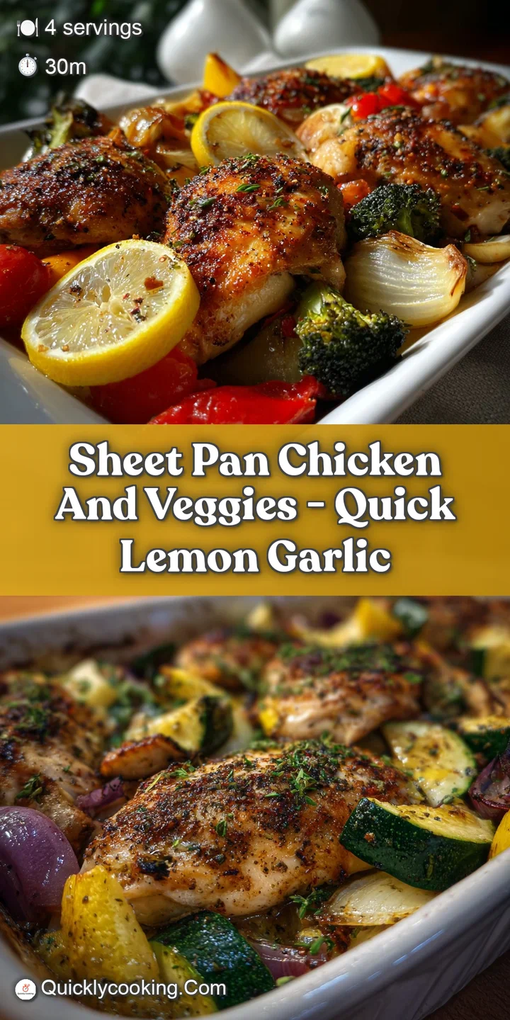 Close-up of glistening, crispy chicken skin amidst bright, tender roasted veggies. A simple, flavorful dish ready to be en...